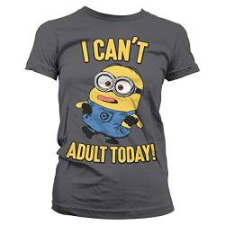 MINIONS Offizielles Lizenzprodukt I Can't Adult Today Damen T-Shirt (Dark Grau), L von MINIONS