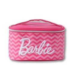 MINISO Barbie Kosmetiktasche mit großem Fassungsvermögen, Reise-Make-up-Tasche mit Griff für Damen, Kühlergrill, Reißverschluss-Tasche, Make-up-Organizer, Pink, Modern von MINISO