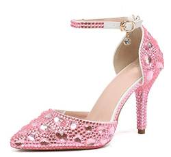 MINITOO Damen Brautschuhe Frauen Hochzeitsschuhe Abend Pumps Schuhe mit Strass Pink EU 41.5 von MINITOO