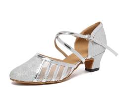 MINITOO Damen Geschlossene Tanzschuhe Glitzer Abend Schuhe L2044 Silber EU 42 von MINITOO