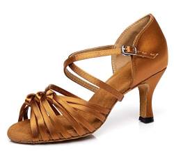 MINITOO Damen Latein Salsa Knoten Ankle Strap Satin Sport Tanzschuhe Bronze EU 40 von MINITOO