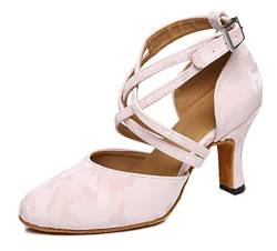 MINITOO Damen Latein Tanzschuhe Salsa Schuhe Blumenmuster Rosa EU 37 von MINITOO