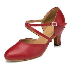 MINITOO Damen Leder Salsa Latin Tanzschuhe Tango Schuhe Rot EU 41.5 von MINITOO