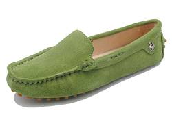 MINITOO Damen Mode Slip-on Lichtgrün Wildleder Slipper Mokassins Beilaufig Flache Schuhe EU 38 von MINITOO