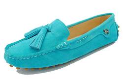 MINITOO Damen Quasten Slip-on Freizeit Slipper Mokassins Sommer Schuhe Türkis EU 39 von MINITOO