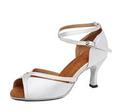 MINITOO Damen Satin Tanzschuhe Offene Hochzeit Party Schuhe L350 Weiß EU 38 von MINITOO