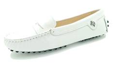 MINITOO Damen Stilvoll Slip-on Echtes Leder Slipper Mokassins Beilaufig Flache Schuhe Weiß EU 39 von MINITOO