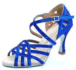 MINITOO Damen Tanzen Schuhe Tanzschuhe Latein Salsa Glitzer L357 Blau EU 36 von MINITOO