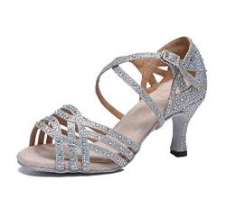 MINITOO Damen Tanzen Schuhe Tanzschuhe Latein Salsa mit Strass L357 Silber EU 36.5 von MINITOO
