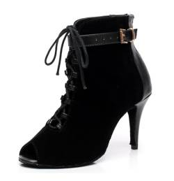 MINITOO Dance Heels Damen Stiletto Schnuren Stiefeletten Tanzschuhe Sandalen Schwarz EU 41 von MINITOO