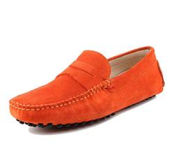 MINITOO Herren Klassisch Orange Wildleder Penny Loafers Sommer Mokkassins Schuhe YY2088 EU 44 von MINITOO