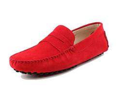 MINITOO Herren Klassisch Rot Wildleder Penny Loafers Sommer Mokkassins Schuhe YY2088 EU 44 von MINITOO