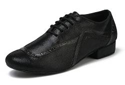 MINITOO Herren Latin Ballroom Wingtip Oxford Style Schwarz Glattleder Social Tanzschuhe EU 45.5 von MINITOO