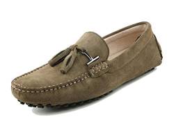 MINITOO Herren Loafers Schuhe Casual Driving Slipper Moccasins mit Quaste YY2080 Khaki EU 40.5 von MINITOO