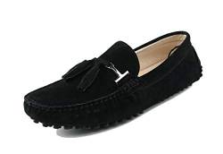 MINITOO Herren Loafers Schuhe Casual Driving Slipper Moccasins mit Quaste YY2080 Schwarz EU 38.5 von MINITOO