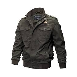 MINITOO Herren Multi Pocket Militär Jacke Leichte Übergangsjacke Gr. L, grün von MINITOO