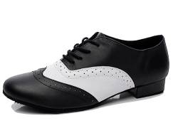 MINITOO Herren Tanzschuhe Standard Schwarz/Weib Leder Latein Schuhe TH9011 EU 44 von MINITOO
