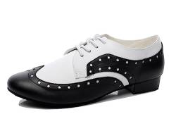 MINITOO Herren Tanzschuhe Standard Schwarz/Weib Leder Latein Schuhe TH9013 EU 45.5 von MINITOO