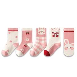 MINLIU Socken für Kinder Mädchen (26-28, Kirsche Hase) von MINLIU