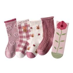 MINLIU Socken für Kinder Mädchen (29-32, Retro Blütchen) von MINLIU