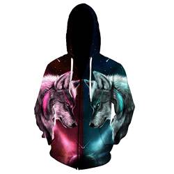 Herren Zip Hoodie Animal Wolf 3D gedruckte Hoodies Pullover Sweatshirt Kapuze Sportswear Casual Jacke von MINNAQ