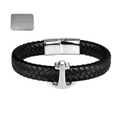 Anker-Armband 316L Edelstahl, nachhaltiges Lederarmband, 100% recyceltes Leder Unisex, für Männer und Frauen von MINOIC