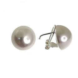 Minoplata Ohrringe, mittlere Perle, 16 mm, Omega-Verschluss aus 925er Sterlingsilber, 16mm, Sterling Silber, Pearl wurde von MINOPLATA