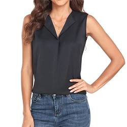 Damen 2023 V-Ausschnitt Kragen Ärmellos Solid Top Sommer Business Bluse von MINTLIMIT