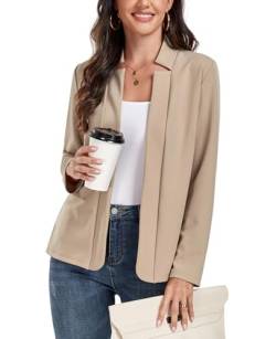 MINTLIMIT Blazer für Damen, Business, Freizeit, offene Vorderseite, langärmelig, Blazer, Arbeit, Büro, Jacken mit Taschen, 2024, khaki, 48 von MINTLIMIT