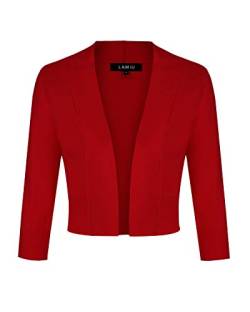 MINTLIMIT Cardigan Noos Strickjacke Damen Kurz V-Ausschnitt Langarmshirt Basic Bolerojacke Freizeit Boleroshrug Rot XL von MINTLIMIT