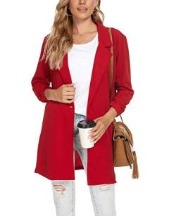 MINTLIMIT Damen Blazer Winter Knopf Klassische Vintage Zweireihig Revers (Rot, XL) von MINTLIMIT