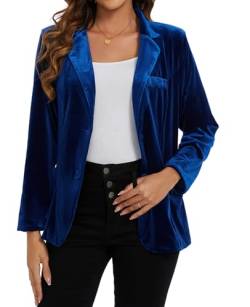 MINTLIMIT Damen-Blazer aus Samt, lässig, Arbeit, Büro, langärmelig, vollständig gefüttert, Blazer, Jacke mit Taschen, Oberbekleidung, königsblau, 36 von MINTLIMIT