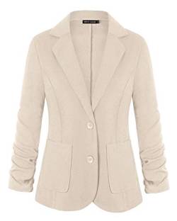 MINTLIMIT Damen Business Casual Notched Revers Seitentaschen Arbeit Büro Blazer Jacke Suit(Beige,Größe M) von MINTLIMIT