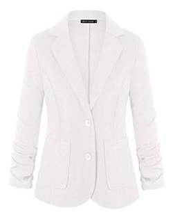 MINTLIMIT Damen Casual Arbeit Knit B黵o Blazer Jacke mit Seitentaschen(Wei?Gr鲞e XL) von MINTLIMIT