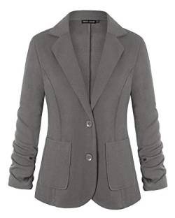 MINTLIMIT Damen Einfarbig Formell EIN Knopf Oben Blazer Jacke mit Seitentaschen(Grau,Größe XXL) von MINTLIMIT