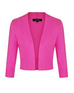 MINTLIMIT Damen Elegant Bolero V-Ausschnitt Kurz-Strickweste 3/4 Ärmel Strickjacke Bolerojacke Schulterjacke Fuchsia XXL von MINTLIMIT