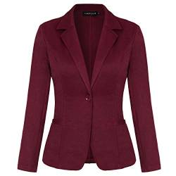 MINTLIMIT Damen Elegant Business Jacke Blazer Kurz Anzug Slim Fit Büro Kurzblazer Reverskragen mit Taschen(Weinrot,Größe M) von MINTLIMIT