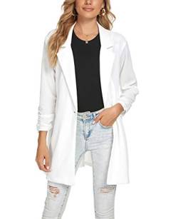 MINTLIMIT Damen Eleganter Blazer Anzugjacke Jacke Tailliert Lang (Weiß, L) von MINTLIMIT