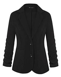 MINTLIMIT Damen Farbe Arbeit Büro Lange Ärmel Knopf Lined Blazer mit Seitentaschen(Schwarz,Größe M) von MINTLIMIT