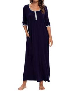 MINTLIMIT Damen Nachthemd Kurze Nachthemd 3/4 Nachthemd Sleepshirt Schlafhemd, M, Marine von MINTLIMIT