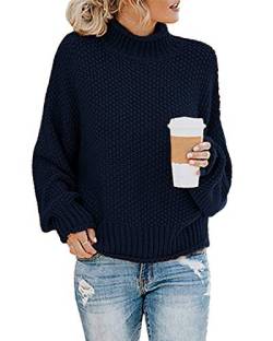 MINTLIMIT Damen Pullover lose Pullis Langarm Oberteil Rollkragen Outwear Winter Frühling，Marine S von MINTLIMIT