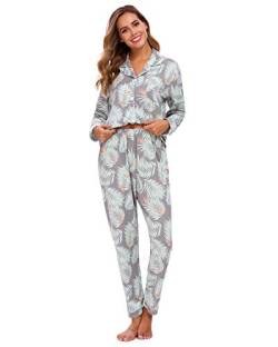 MINTLIMIT Damen Pyjama Set Schlafanzug Ladies Große Mädchen Loungewear Nachtwäsche PJ Nachtwäschesets, 0236_grau, S von MINTLIMIT