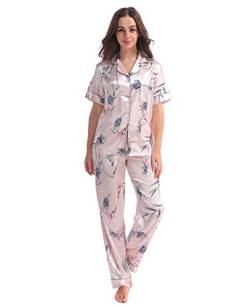 MINTLIMIT Damen Schlafanzug Lang Zweiteiliger Baumwolle Hausanzug Tops & Hosen Nachtwäsche Soft Sleepwear Pyjama Set Winter kuschelanzug von MINTLIMIT