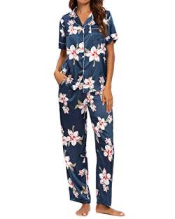 MINTLIMIT Damen Schlafanzug Pyjama Set Loungewear Sport Wear Lang/Kurzarm T-Shirt Hosen Ladies Mädchen Nachtwäsche Pajamas von MINTLIMIT