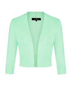 MINTLIMIT Offene Strickjacke Damen Kurz V-Ausschnitt 3/4 Ärmel Bolero Festlich Cardigan mit Knopf,Minze,S von MINTLIMIT