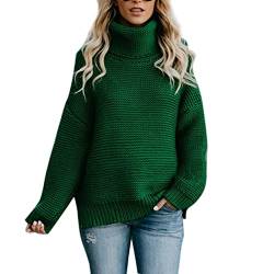 MINTLIMIT Pullover Damen Langarm Casual Rundhals Pulli Sweatshirt Oversize Loose Tops Sweater,Grün,L von MINTLIMIT
