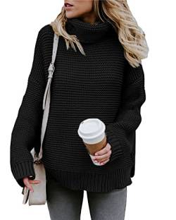 MINTLIMIT Pullover Damen Langarm Casual Rundhals Pulli Sweatshirt Oversize Loose Tops Sweater,Schwarz,L von MINTLIMIT