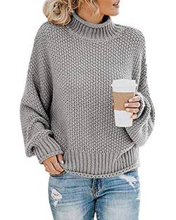 MINTLIMIT Pullover Damen Langarm Kurz Casual Rundhals Pulli Sweatshirt Oversize Loose Tops Sweater （Grau XL） von MINTLIMIT