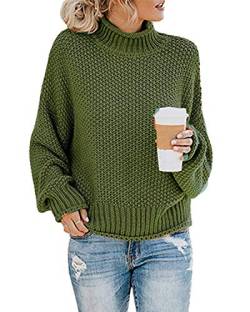 MINTLIMIT Pullover Damen Langarm Kurz Casual Rundhals Pulli Sweatshirt Oversize Loose Tops Sweater Grün M von MINTLIMIT