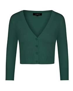 MINTLIMIT Strickjacke Damen Sommer V-Ausschnitt 3/4-Arm Bolero Festlich Cardigan Blazer,Dunkelgrün,L von MINTLIMIT